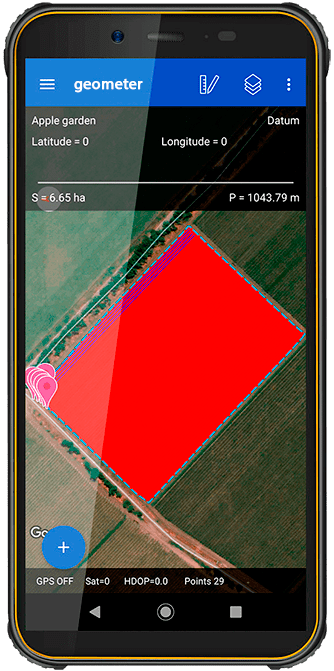 geometer SCOUT precision farming, gps area calculator, gps distance meter, gps area measure app, gps field area measure, land area measurement, vegetation maps, NDVI index, agro scouting, soil research, soil chemical analysis